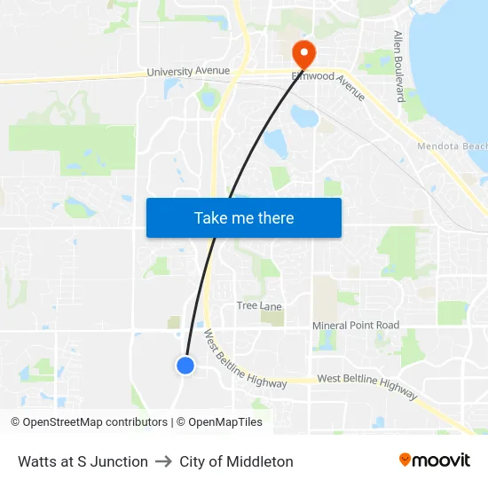 Watts at S Junction to City of Middleton map