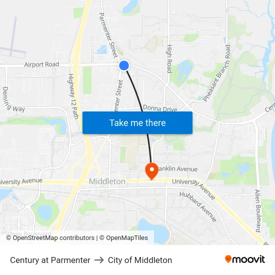 Century at Parmenter to City of Middleton map