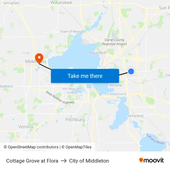 Cottage Grove at Flora to City of Middleton map