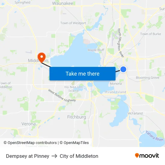 Dempsey at Pinney to City of Middleton map