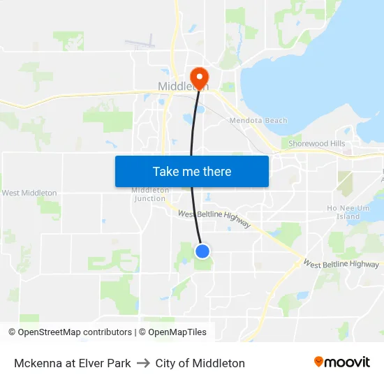 Mckenna at Elver Park to City of Middleton map