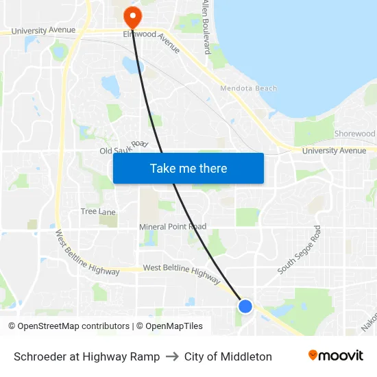Schroeder at Highway Ramp to City of Middleton map