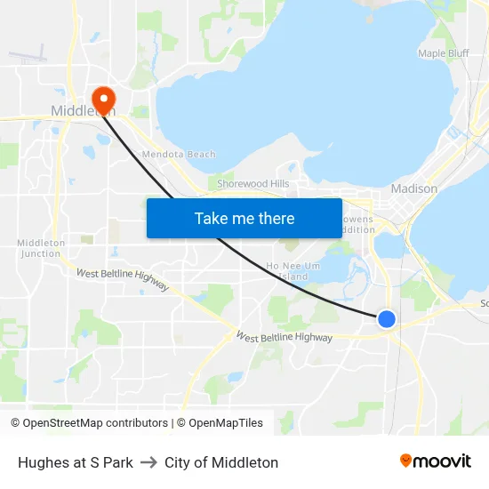 Hughes at S Park to City of Middleton map