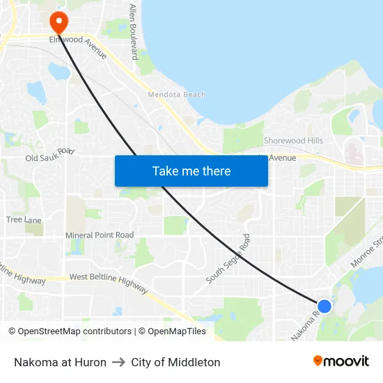 Nakoma at Huron to City of Middleton map