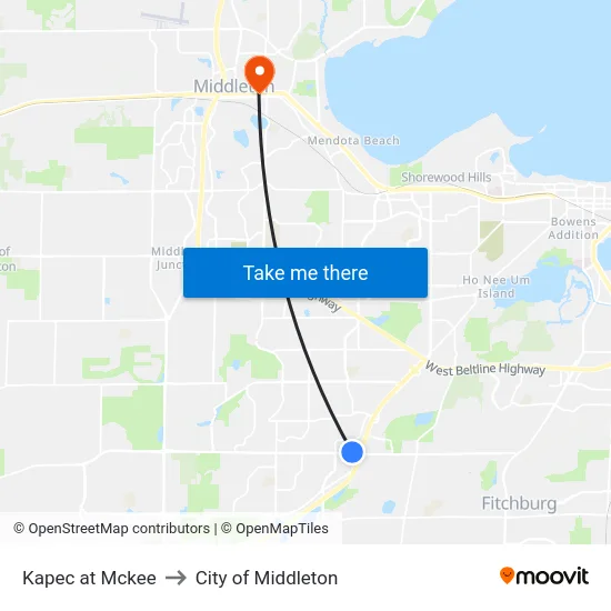 Kapec at Mckee to City of Middleton map