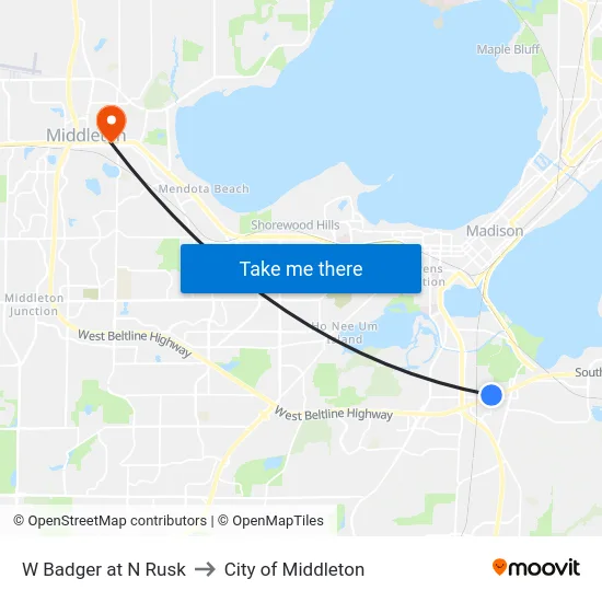 W Badger at N Rusk to City of Middleton map