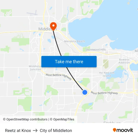 Reetz at Knox to City of Middleton map