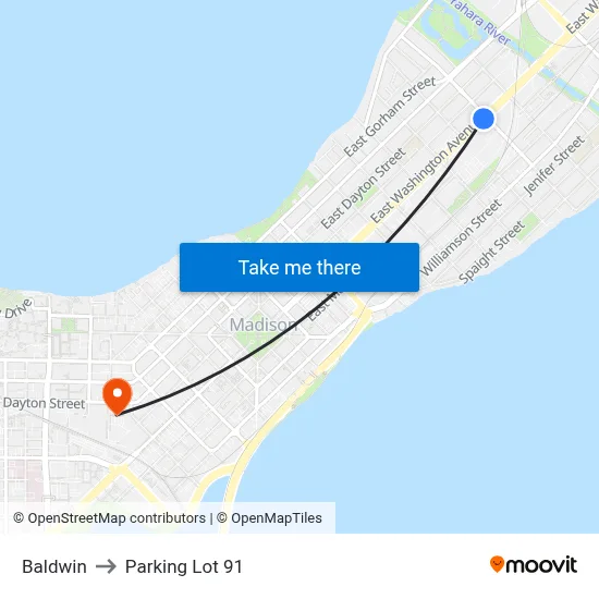 Baldwin to Parking Lot 91 map