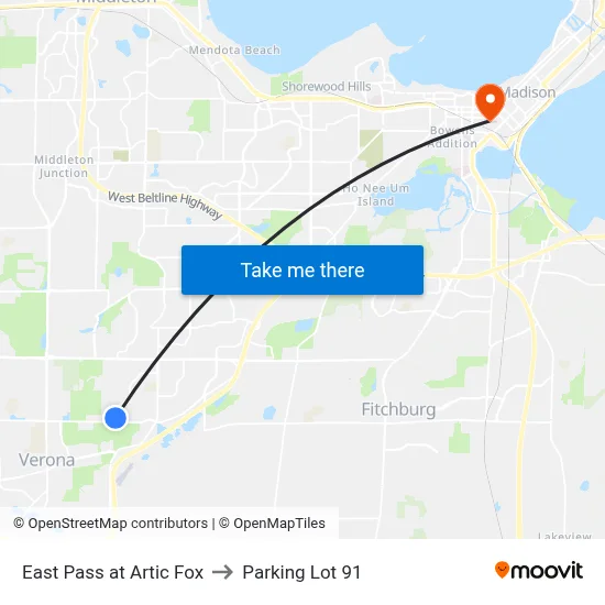East Pass at Artic Fox to Parking Lot 91 map