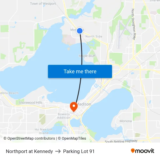 Northport at Kennedy to Parking Lot 91 map