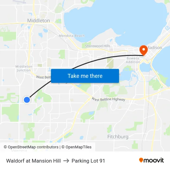 Waldorf at Mansion Hill to Parking Lot 91 map