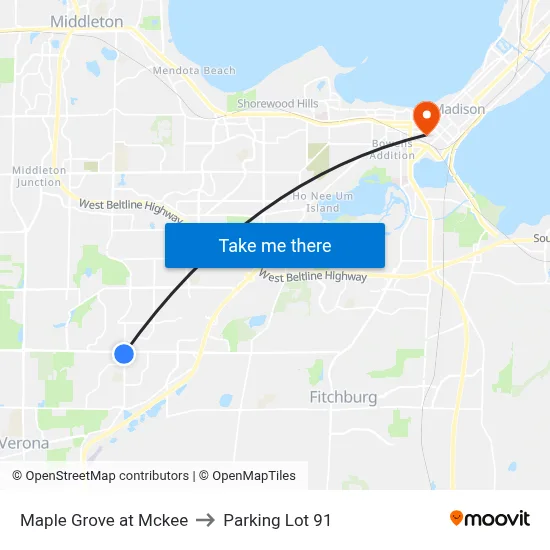 Maple Grove at Mckee to Parking Lot 91 map