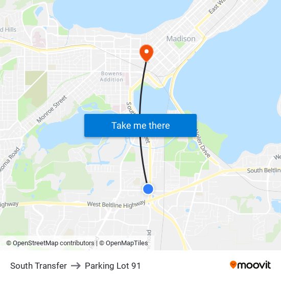South Transfer to Parking Lot 91 map