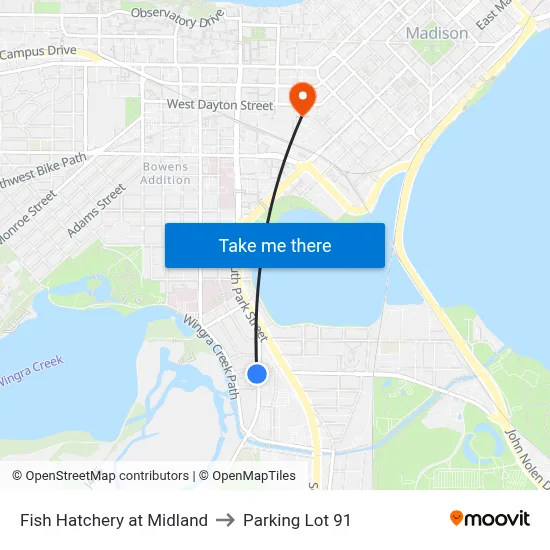 Fish Hatchery at Midland to Parking Lot 91 map