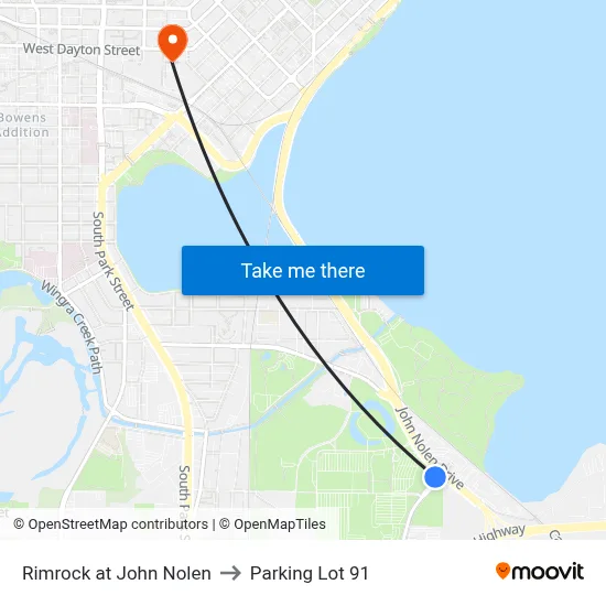 Rimrock at John Nolen to Parking Lot 91 map