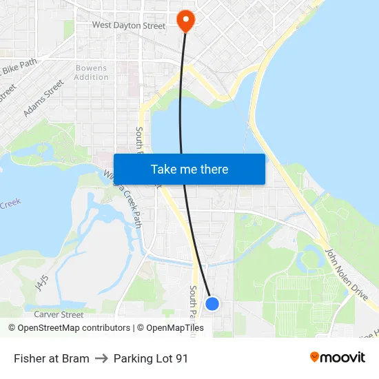 Fisher at Bram to Parking Lot 91 map