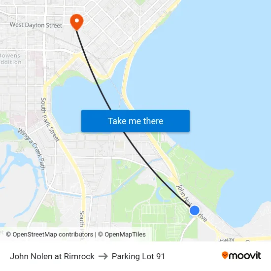 John Nolen at Rimrock to Parking Lot 91 map