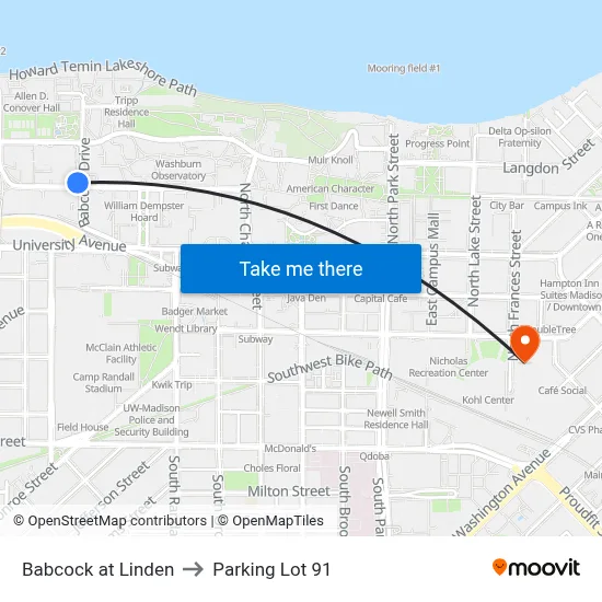 Babcock at Linden to Parking Lot 91 map