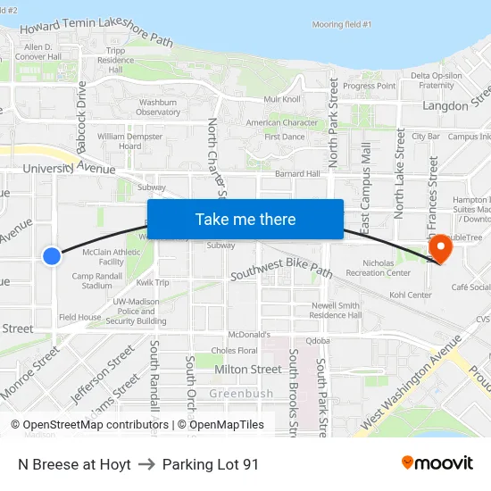 N Breese at Hoyt to Parking Lot 91 map