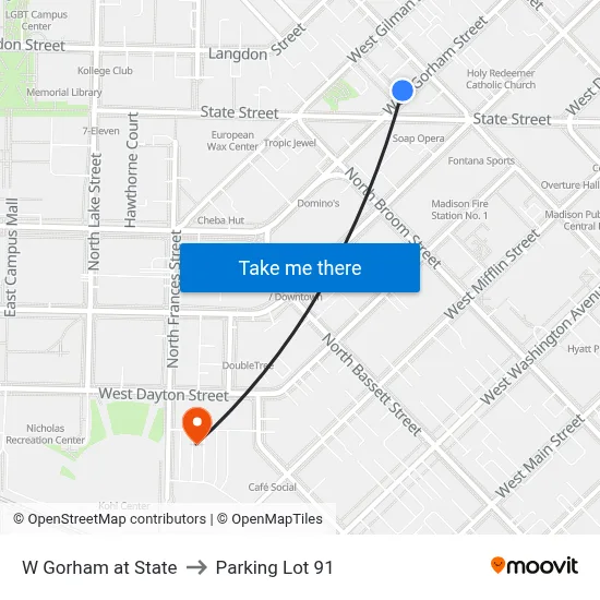 W Gorham at State to Parking Lot 91 map