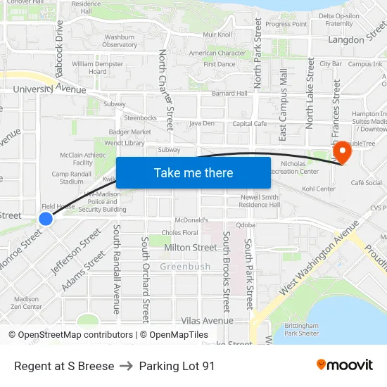 Regent at S Breese to Parking Lot 91 map