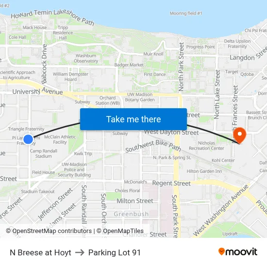 N Breese at Hoyt to Parking Lot 91 map