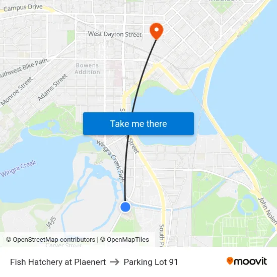 Fish Hatchery at Plaenert to Parking Lot 91 map