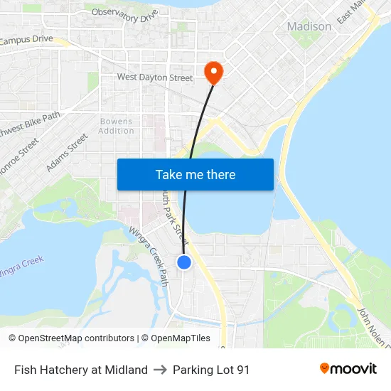 Fish Hatchery at Midland to Parking Lot 91 map