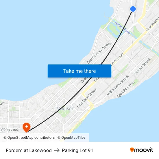 Fordem at Lakewood to Parking Lot 91 map