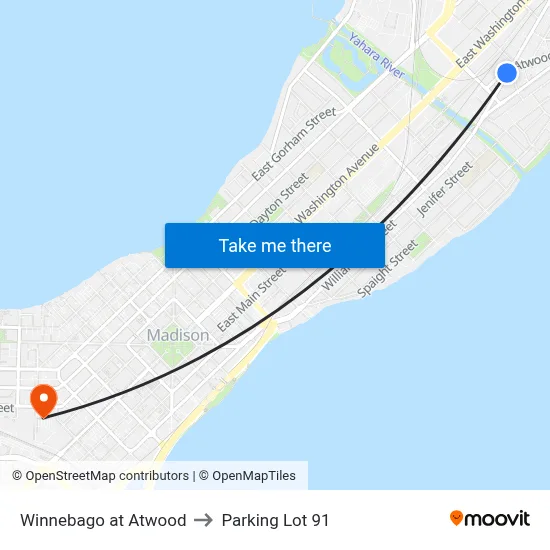 Winnebago at Atwood to Parking Lot 91 map