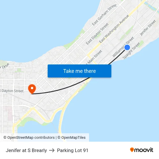 Jenifer at S Brearly to Parking Lot 91 map