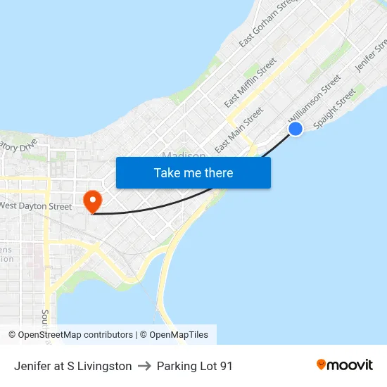 Jenifer at S Livingston to Parking Lot 91 map