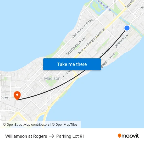 Williamson at Rogers to Parking Lot 91 map