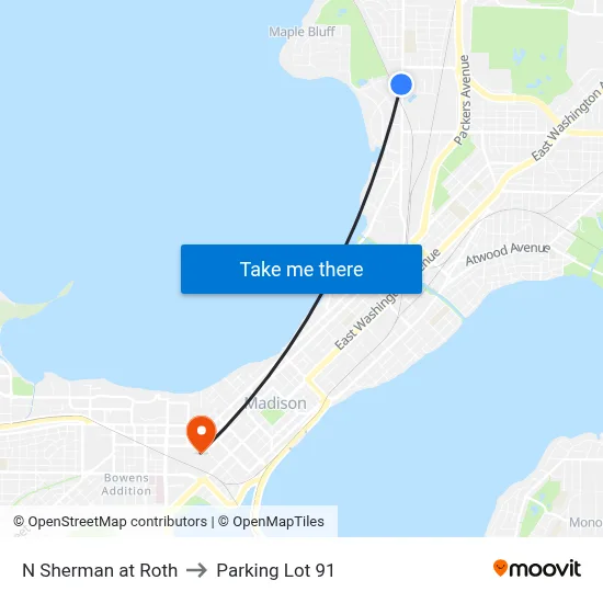 N Sherman at Roth to Parking Lot 91 map