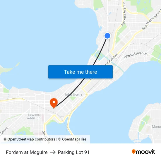 Fordem at Mcguire to Parking Lot 91 map