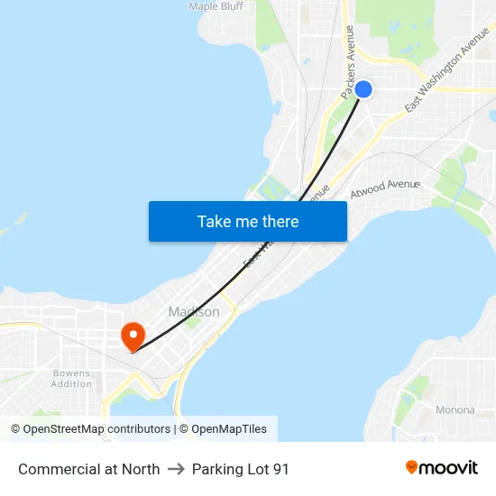 Commercial at North to Parking Lot 91 map