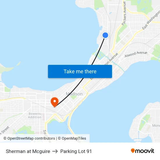 Sherman at Mcguire to Parking Lot 91 map