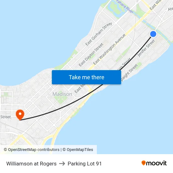 Williamson at Rogers to Parking Lot 91 map