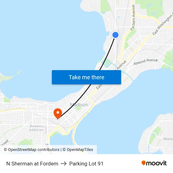 N Sherman at Fordem to Parking Lot 91 map