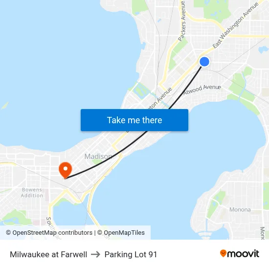 Milwaukee at Farwell to Parking Lot 91 map
