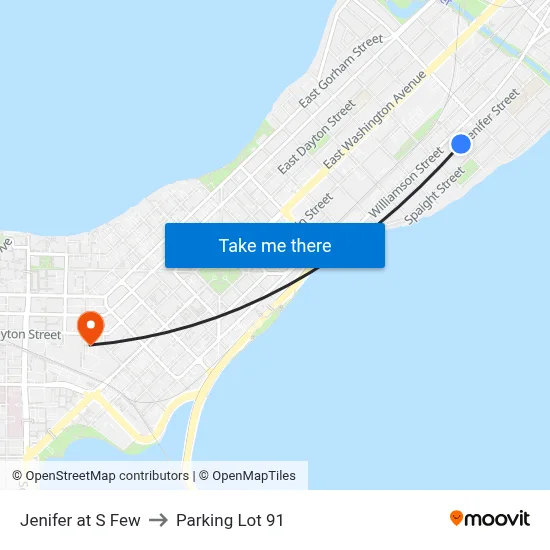 Jenifer at S Few to Parking Lot 91 map