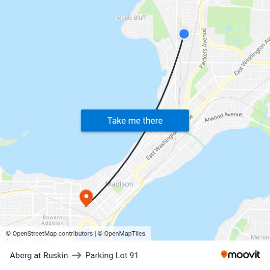 Aberg at Ruskin to Parking Lot 91 map