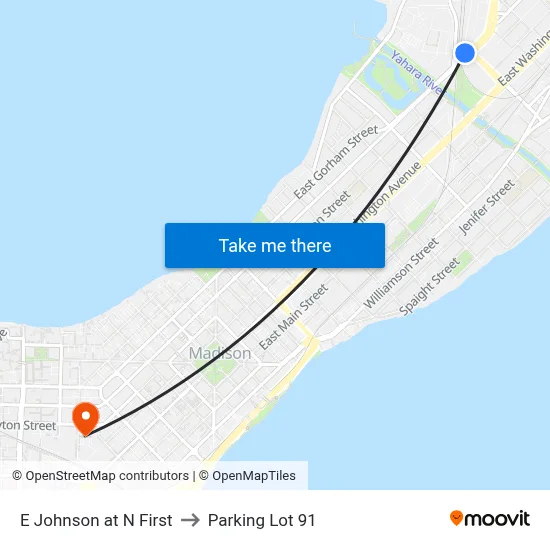 E Johnson at N First to Parking Lot 91 map