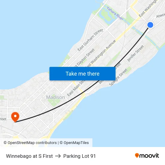 Winnebago at S First to Parking Lot 91 map