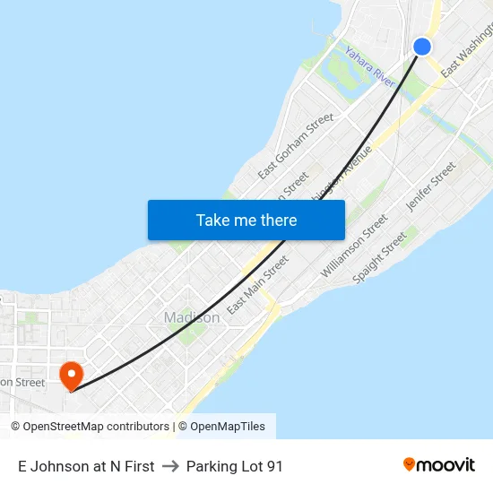 E Johnson at N First to Parking Lot 91 map
