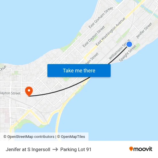 Jenifer at S Ingersoll to Parking Lot 91 map