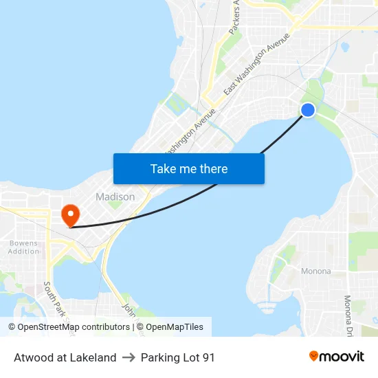 Atwood at Lakeland to Parking Lot 91 map