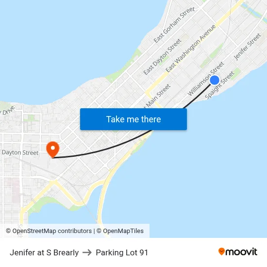 Jenifer at S Brearly to Parking Lot 91 map