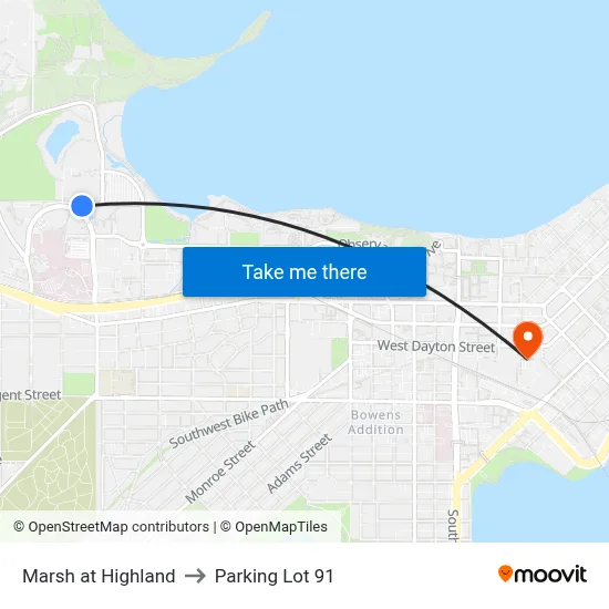Marsh at Highland to Parking Lot 91 map