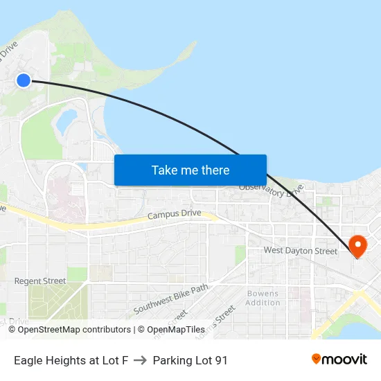 Eagle Heights at Lot F to Parking Lot 91 map